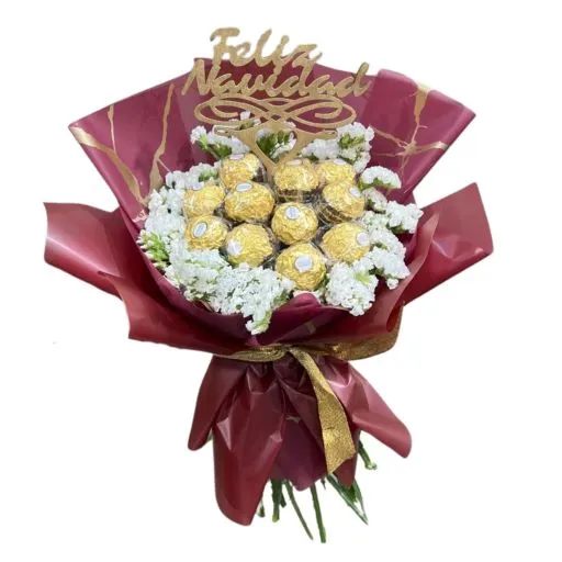 Ramo de flores con rocher navidad